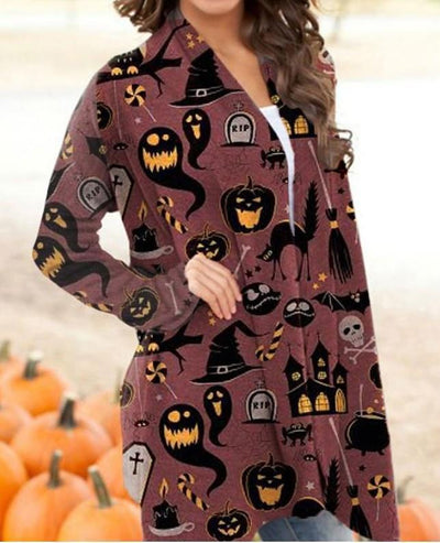 Abrigo Casual Versátil con Temática Halloween para Mujer - Image 18