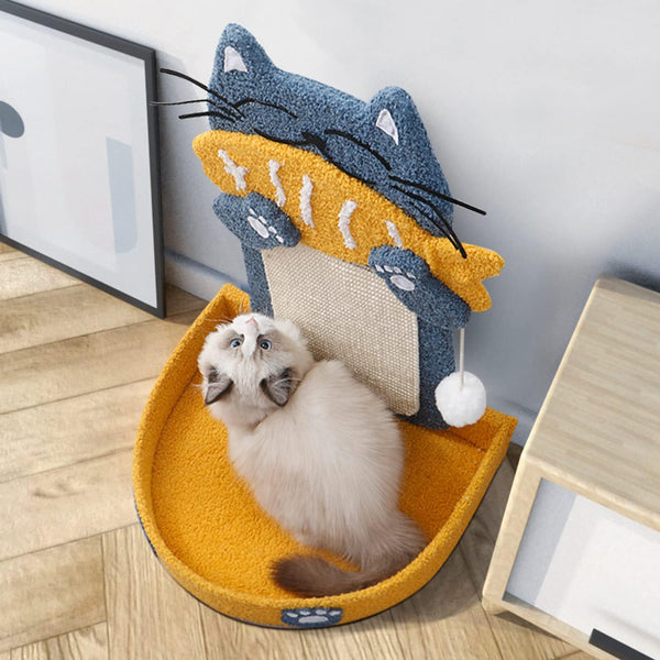 Rascador de Sisal para Gatos con Pelota Colgante y Cama Integrada