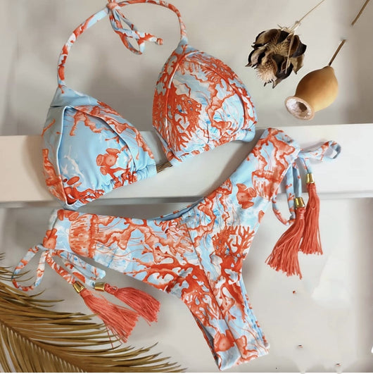 Bikini Estampado de Dos Piezas con Cordones - Image 7