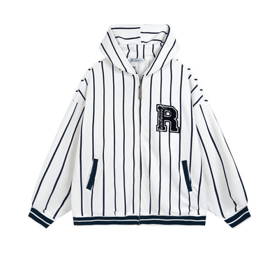 Suéter Retro Hip Hop a Rayas Azul y Blanco para Otoño e Invierno - Image 10