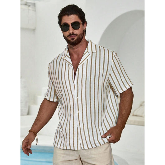 Camisa de Manga Corta con Estampado 3D Digital y Rayas de Contraste Geométrico - Image 17