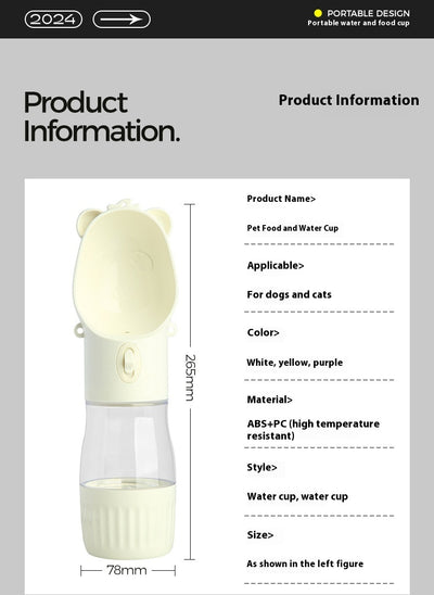 Botella de Agua Portátil 2 en 1 para Perros y Gatos con Comedero Integrado - Image 33