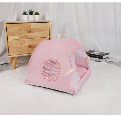 Casa Nido para Gatos Verano Semi-cerrada Plegable Carpa Mascotas - Image 11