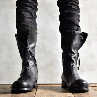 Botas de Cuero Deconstruidas Irregulares Estilo Retro para Hombre - Image 4