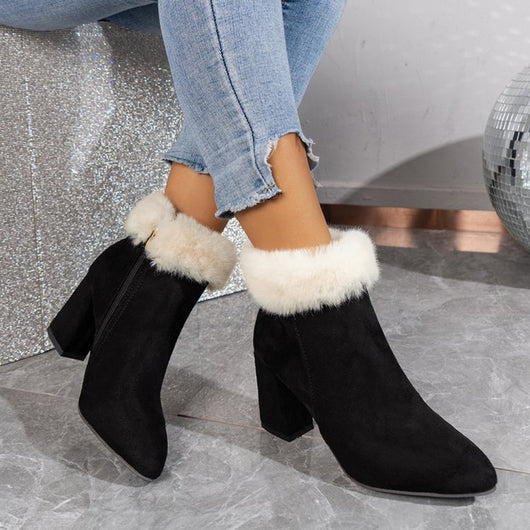 Botas Tobilleras de Ante Cuadro Escocés con Tacón Cuadrado - Comodidad y Estilo para Otoño e Invierno - Image 17