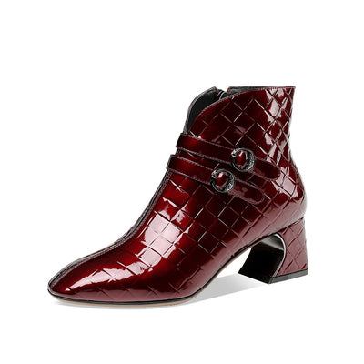 Botas Martin Tacón Alto Estampado Borgoña - Image 7