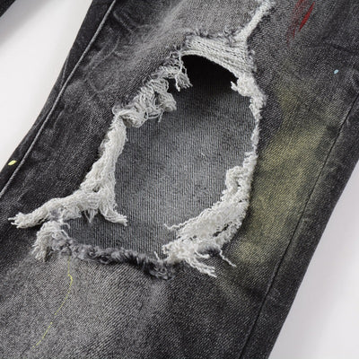Jeans Rotos para Hombre con Diseño Splash de Tinta y Graffiti - Image 13