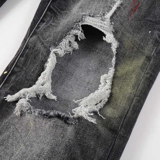 Jeans Rotos para Hombre con Diseño Splash de Tinta y Graffiti - Image 13