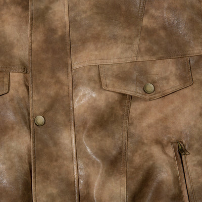 Abrigo de Cuero PU con Contraste de Colores para Hombre - Image 3