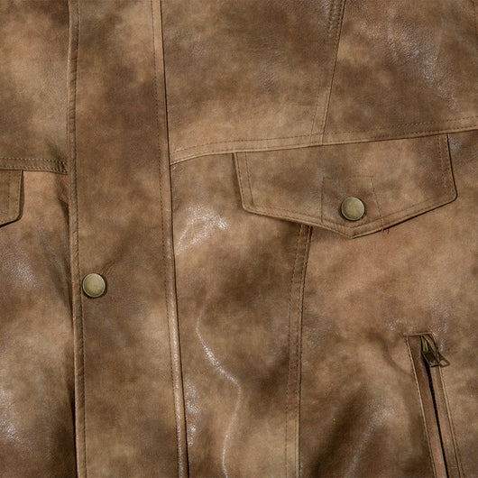 Abrigo de Cuero PU con Contraste de Colores para Hombre - Image 3