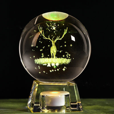 Lámpara Esfera Cristal LED con Música - Galaxia 3D con Energía Solar - Image 3