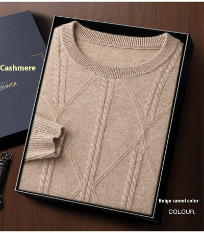 Suéter de Cashmira Trenzado con Cuello Redondo para Hombre - Colección Otoño Invierno - Image 18