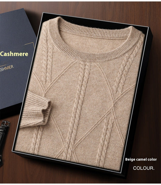 Suéter de Cashmira Trenzado con Cuello Redondo para Hombre - Colección Otoño Invierno - Image 18
