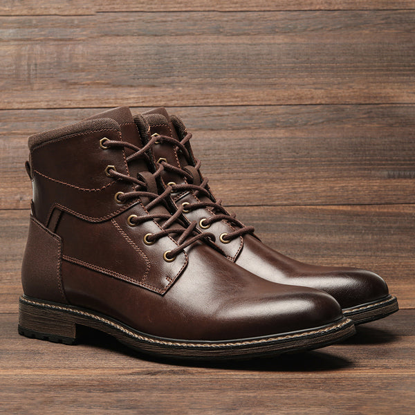 Botas de Trabajo Retro de Cuero para Hombre - Estilo Outdoor
