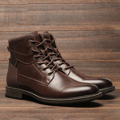 Botas de Trabajo Retro de Cuero para Hombre - Estilo Outdoor