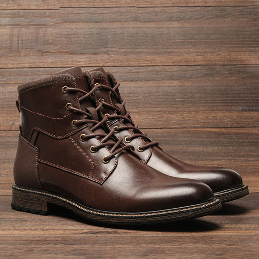 Botas de Trabajo Retro de Cuero para Hombre - Estilo Outdoor