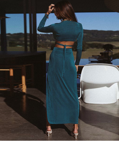 Conjunto Elegante Bandage con Abertura - Top y Falda Coordinados para Mujer - Image 13