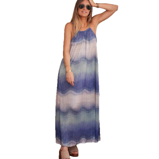 Vestido Bohemio Strapless Degradado Tie-Dye para Playa y Vacaciones - Image 5