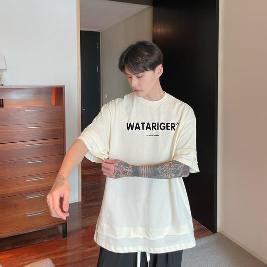 Playera Holgada Casual para Hombre con Estampado de Letras