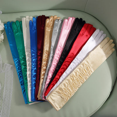 Guantes Largos de Satén para Novia - 50cm Elegancia Extendida - Image 12
