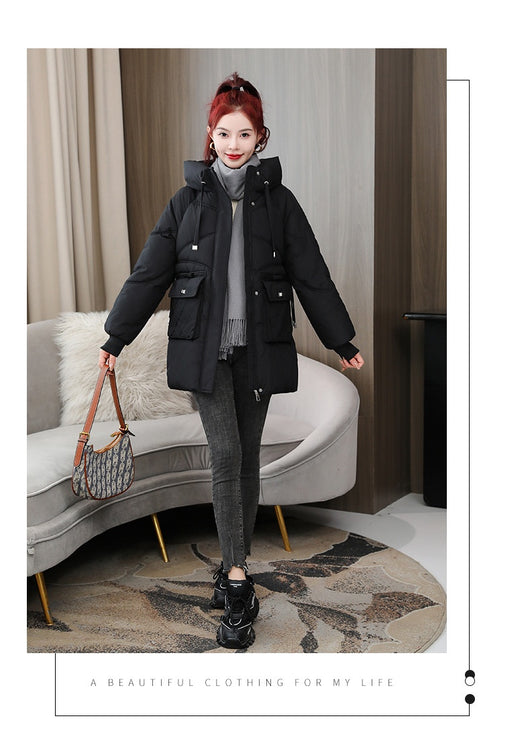 Abrigo Acolchado Grueso Talla Grande con Capucha - Algodón Cálido Invierno - Image 16