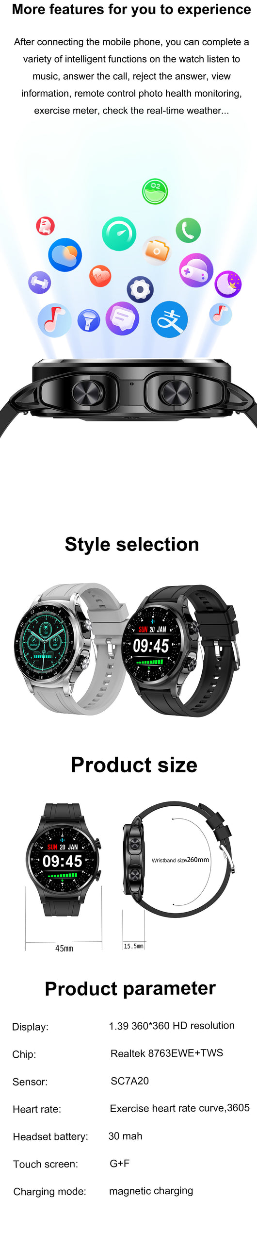 Reloj Inteligente GT66 2-en-1 con Auriculares TWS y Llamadas HD - Image 19
