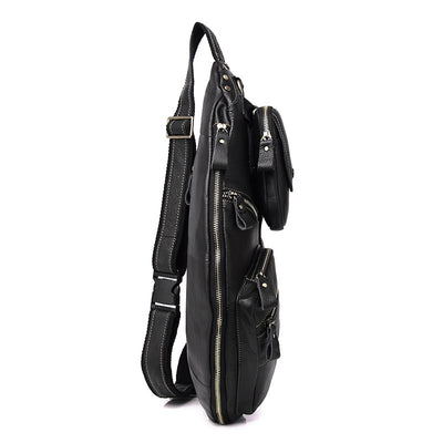 Bolsa Mensajero de Cuero Genuino Estilo Retro con Gran Capacidad para Hombre - Image 3