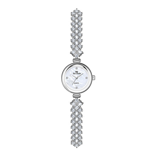Reloj de Lujo Sirena con Cadena de Diamantes en Oro y Plata - Image 5