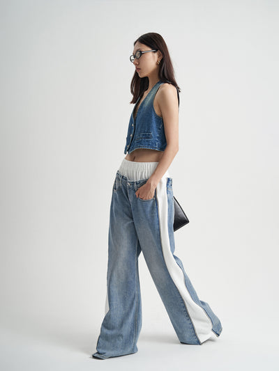 Jeans Patchwork Cintura Alta Loose Fit para Mujer - Image 11