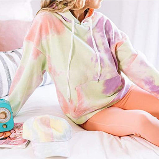 Sudadera con Capucha Tie-Dye de Manga Larga para Mujer - Image 2
