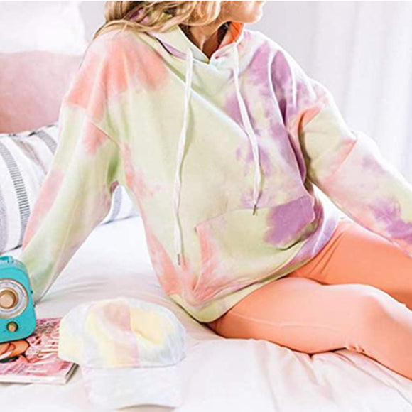 Sudadera con Capucha Tie-Dye de Manga Larga para Mujer