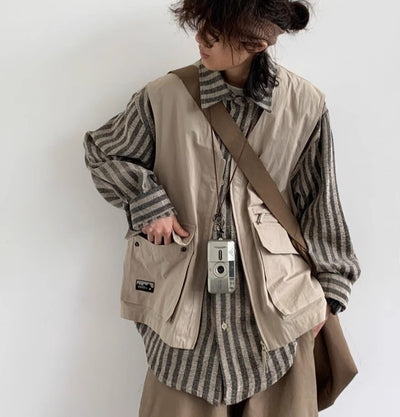 Pantalones de Trabajo Retro Japoneses con Pierna Ancha para Hombre - Primavera y Otoño - Image 10