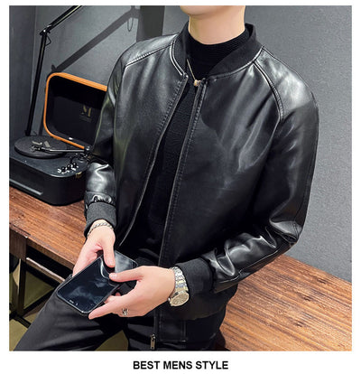 Chaqueta de Cuero Lavado Slim Fit para Hombre - Estilo Moderno - Image 13