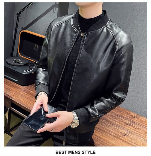 Chaqueta de Cuero Lavado Slim Fit para Hombre - Estilo Moderno - Image 13