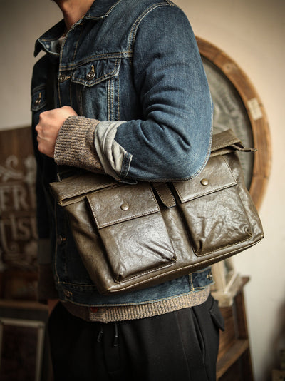 Bolso Bandolera de Cuero para Hombre con Múltiples Bolsillos - Image 5