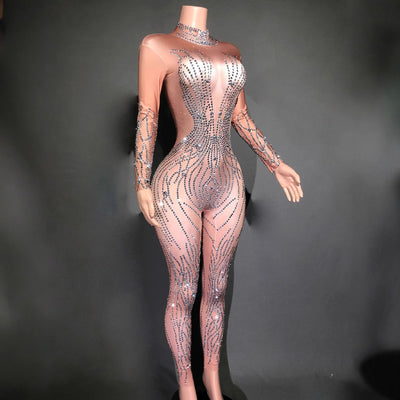 Jumpsuit Ajustado con Rayas y Cristales Brillantes para Mujer - Image 3