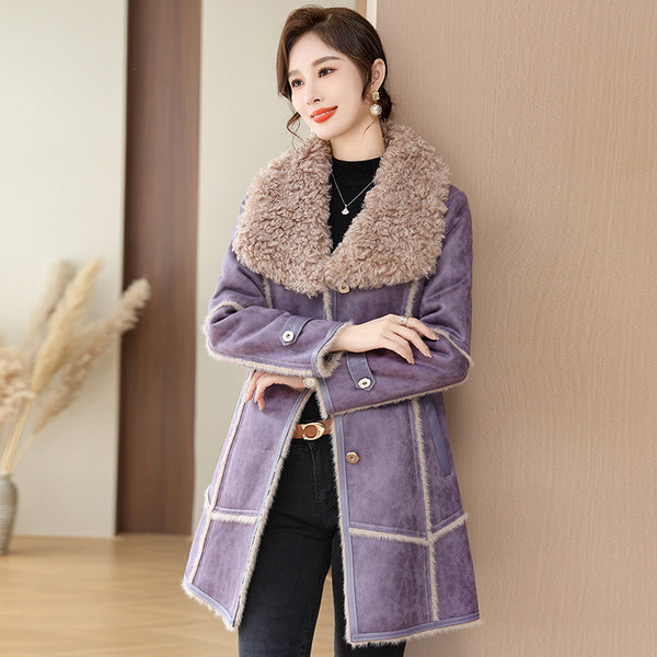 Abrigo de Invierno Largo en Terciopelo Mink para Mujer