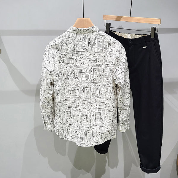 Chaqueta Suelta Estampada para Hombre - Estilo Urbano Moderno