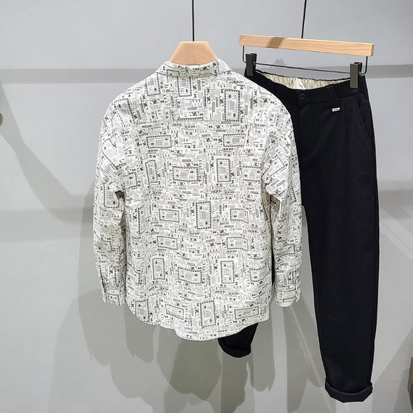 Chaqueta Suelta Estampada para Hombre - Estilo Urbano Moderno