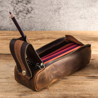 Bolsa Portátil Cuero Crazy Horse con Doble Cierre y Gran Capacidad - Image 15