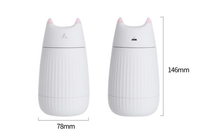 Pink cat-shaped humidifier with pointed ears and a ribbed texture on the lower body, ideal for desktop use. - Image 4