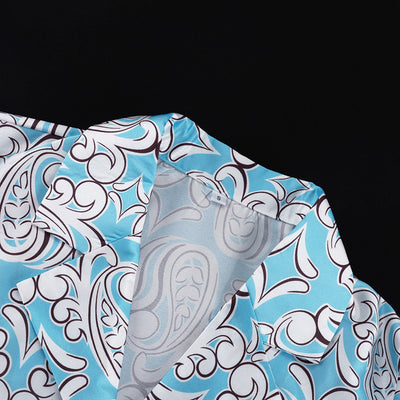Conjunto Casual de Camisa Satinada con Cuello Inglés y Pantalón Suelto Estampado - Image 22