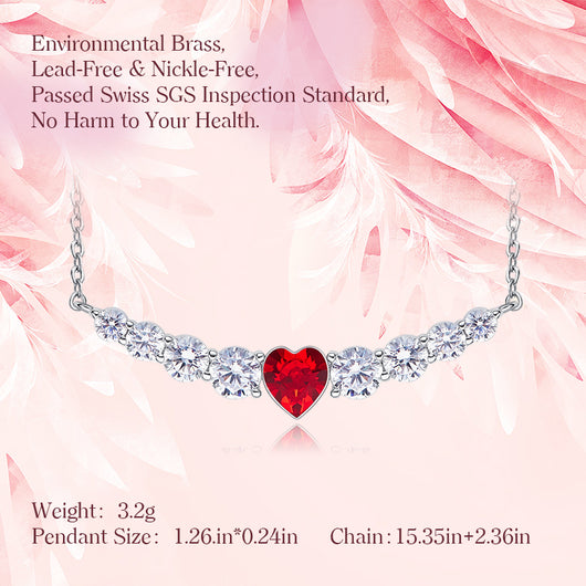 Collar de Plata con Cristal Rojo - Colgante Romántico para Mujer - Image 2