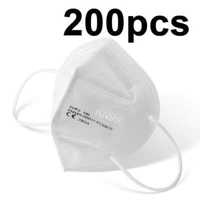 White FFP2 NR KN95 dust-proof face mask with ear loops, indicating a quantity of 200 pieces. - Image 5