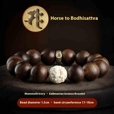 Pulsera Buda de Marfil de Mamut y Agar – Brazalete Espiritual para Mujeres - Image 5