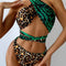 Traje de Baño Mujer Estampado Leopardo Negro con Corte Lateral