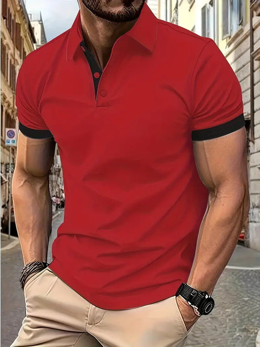 Polo Casual Holgado de Manga Corta Liso para Hombre - Image 35
