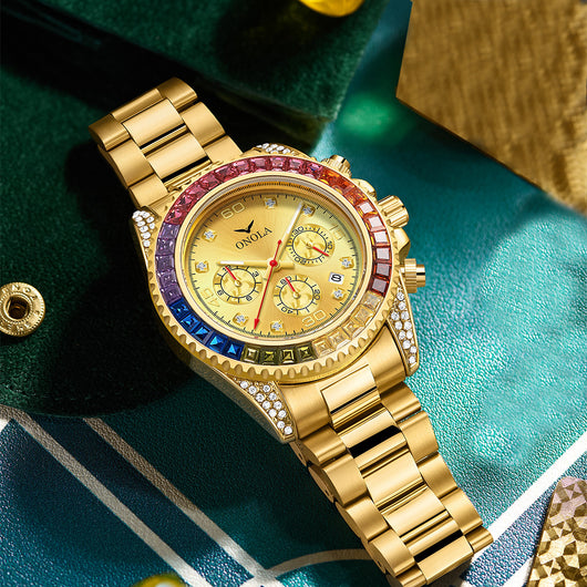 Reloj Ejecutivo Resistente al Agua con Banda de Acero Inoxidable y Arcoíris - Image 13
