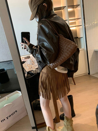 Bolso Tejido de Cuero Auténtico para Mujer - Bandolera Minimalista - Image 38