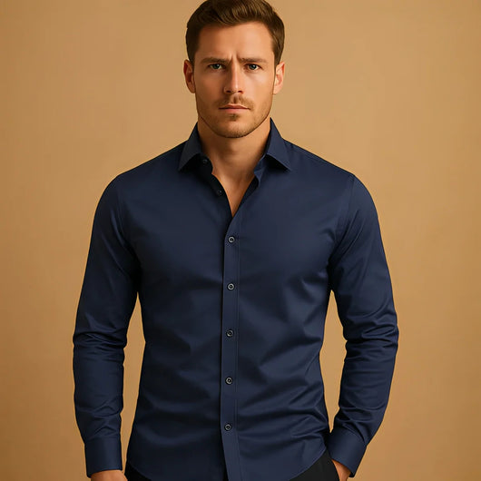 Camisa Social Casual Hombre Manga Larga Botones Color Sólido Vacaciones - Image 15